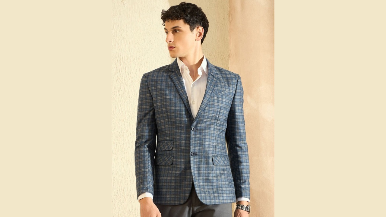 DENNISON Checked Single Breasted Blazer