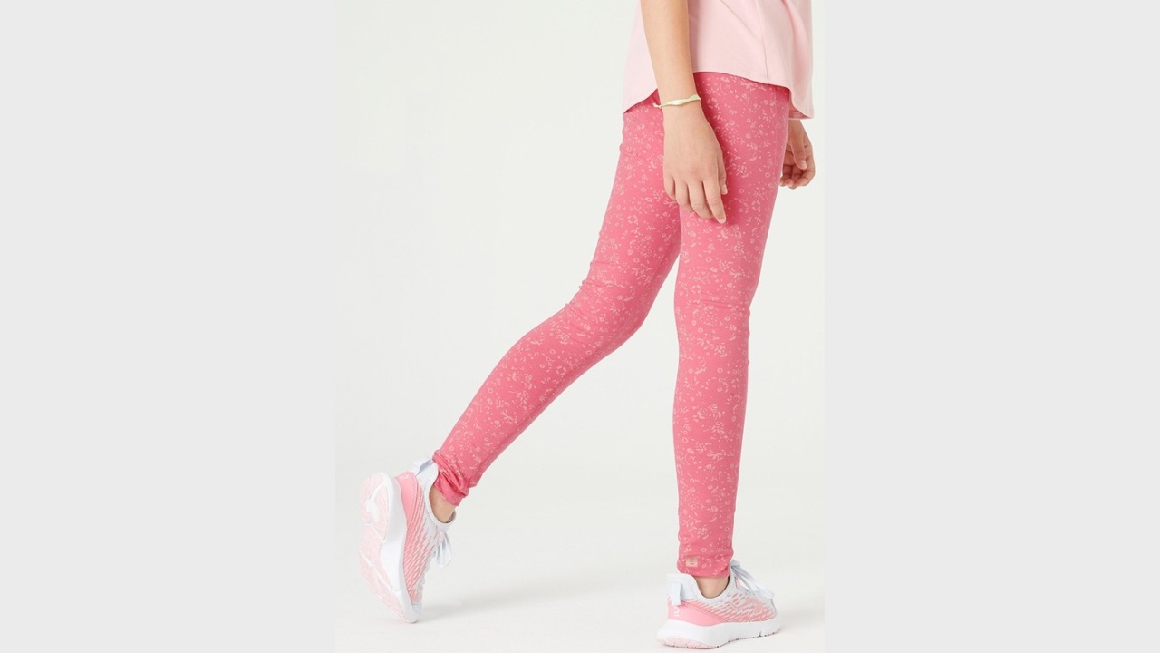 Domyos By Decathlon Girls Pink Printed Cotton Leggings