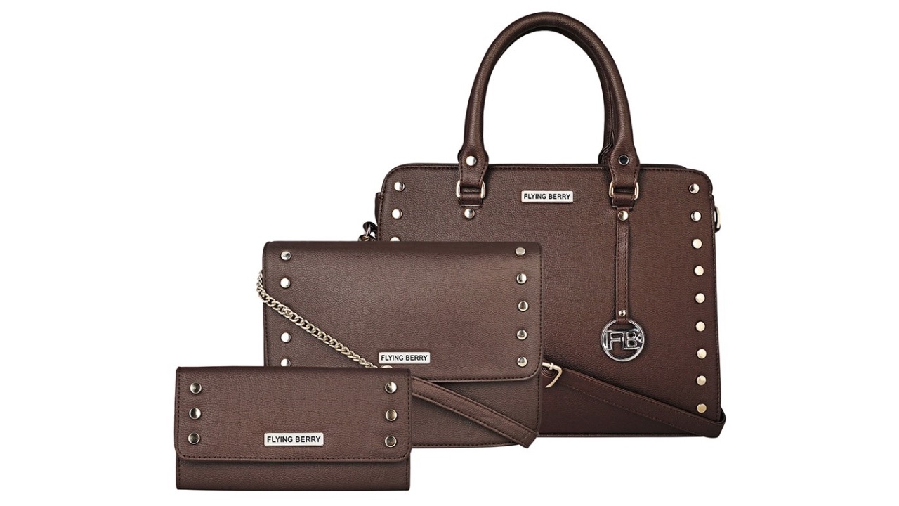 FLYING BERRY Set of 3 Brown Solid Handbags Combo