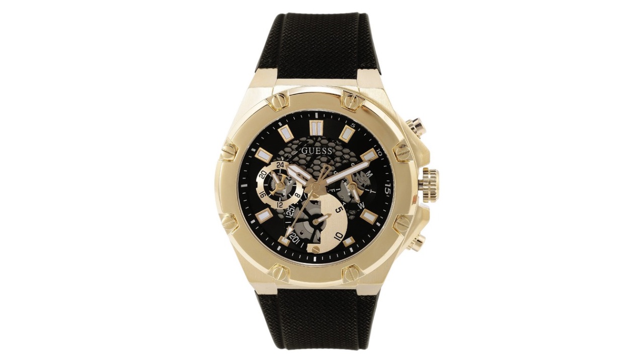 GUESS Men Black Patterned Analogue Watch GW0334G2