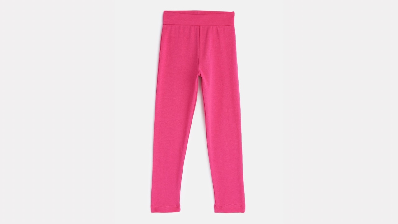 HERE&NOW Girls Pink Solid Pure Cotton Ankle Length Leggings