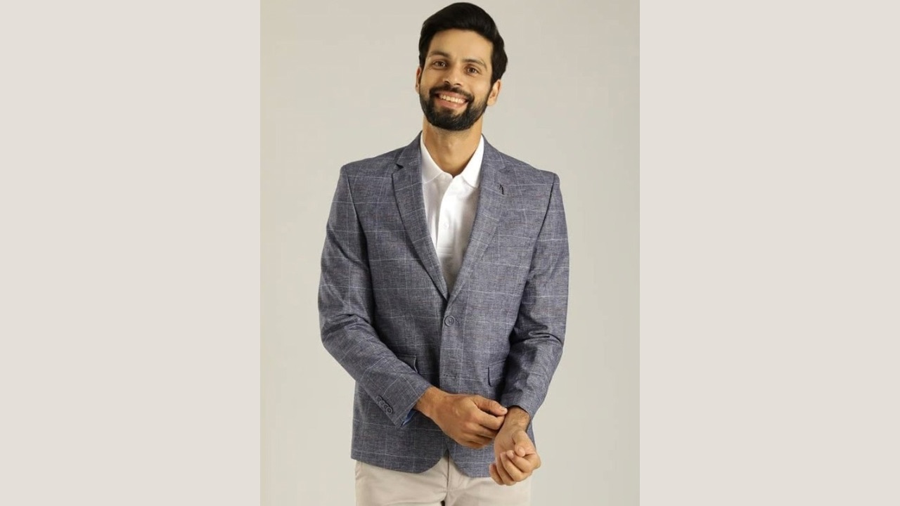 Indian Terrain Checked Single Breasted Casual Blazer