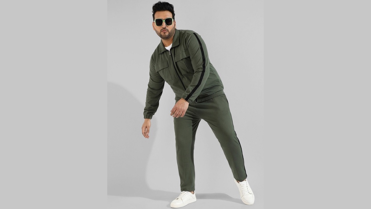 Instafab Plus Men Plus Size Pure Cotton Sweatshirt & Jogger Co-Ord Set