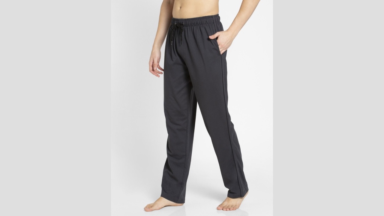Jockey Men Charcoal Grey Solid Lounge Pants