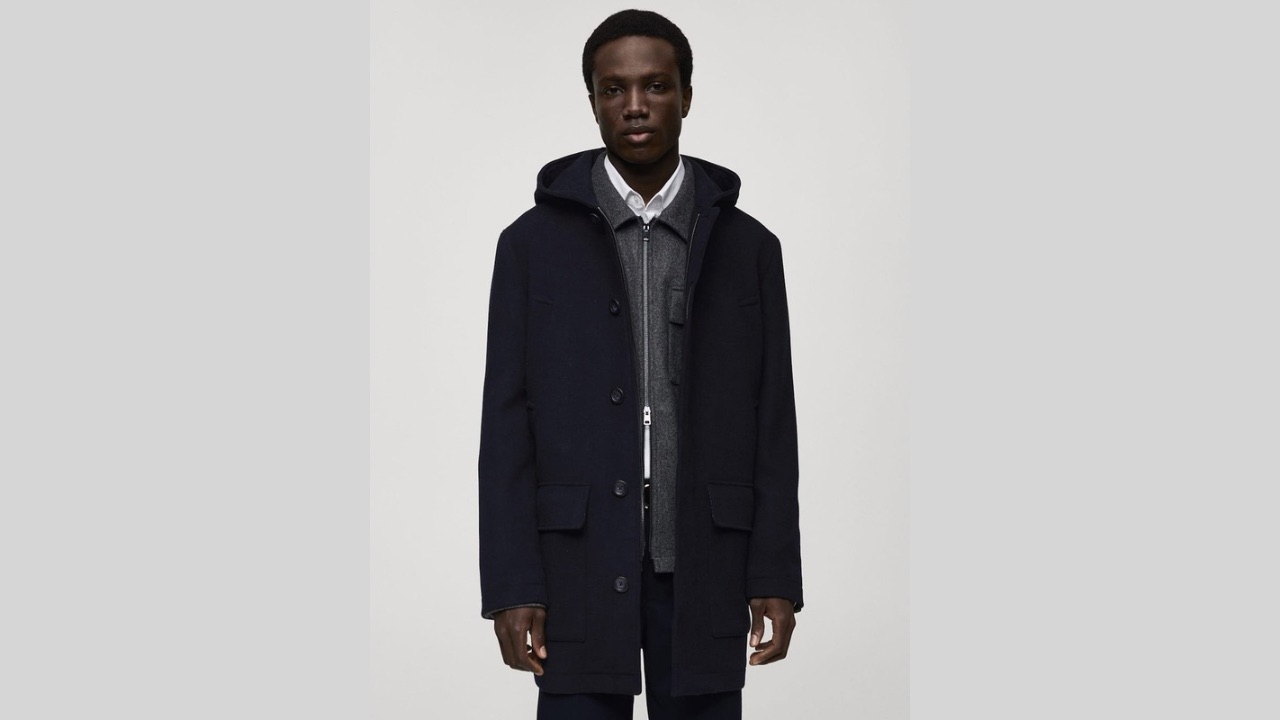 MANGO MAN Hooded Overcoat