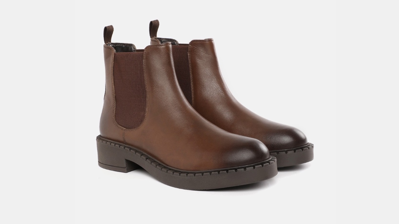 Nautica Women Mid-Top Block Heel Leather Chelsea Boots