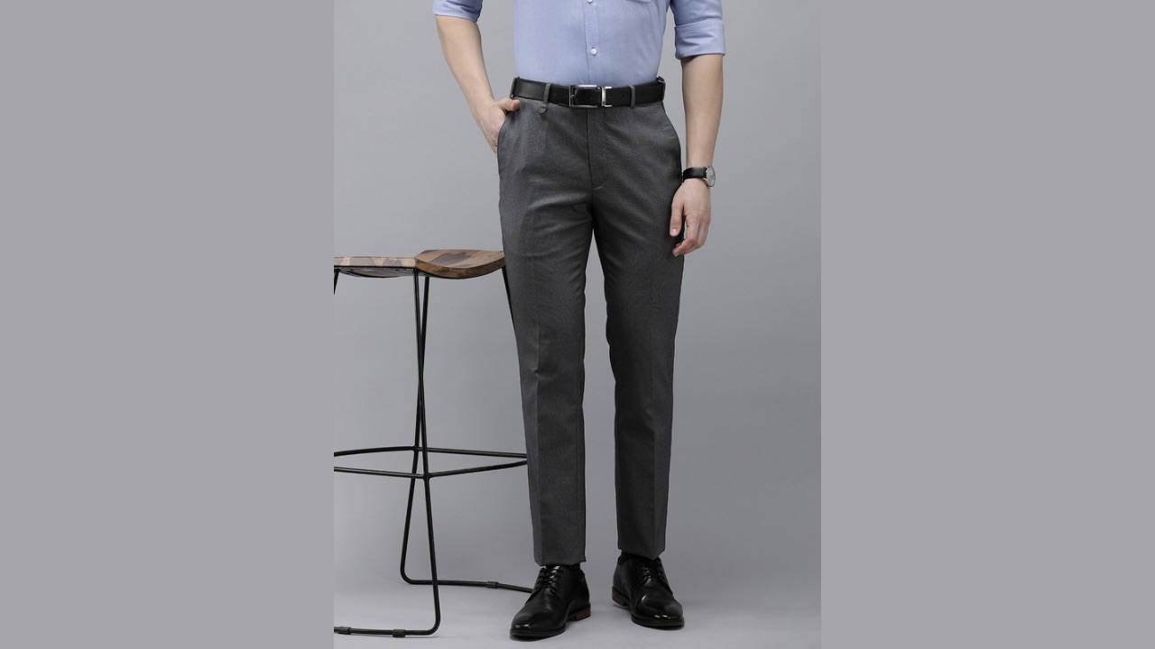 Park Avenue Men Textured Super Slim Fit Formal Trousers