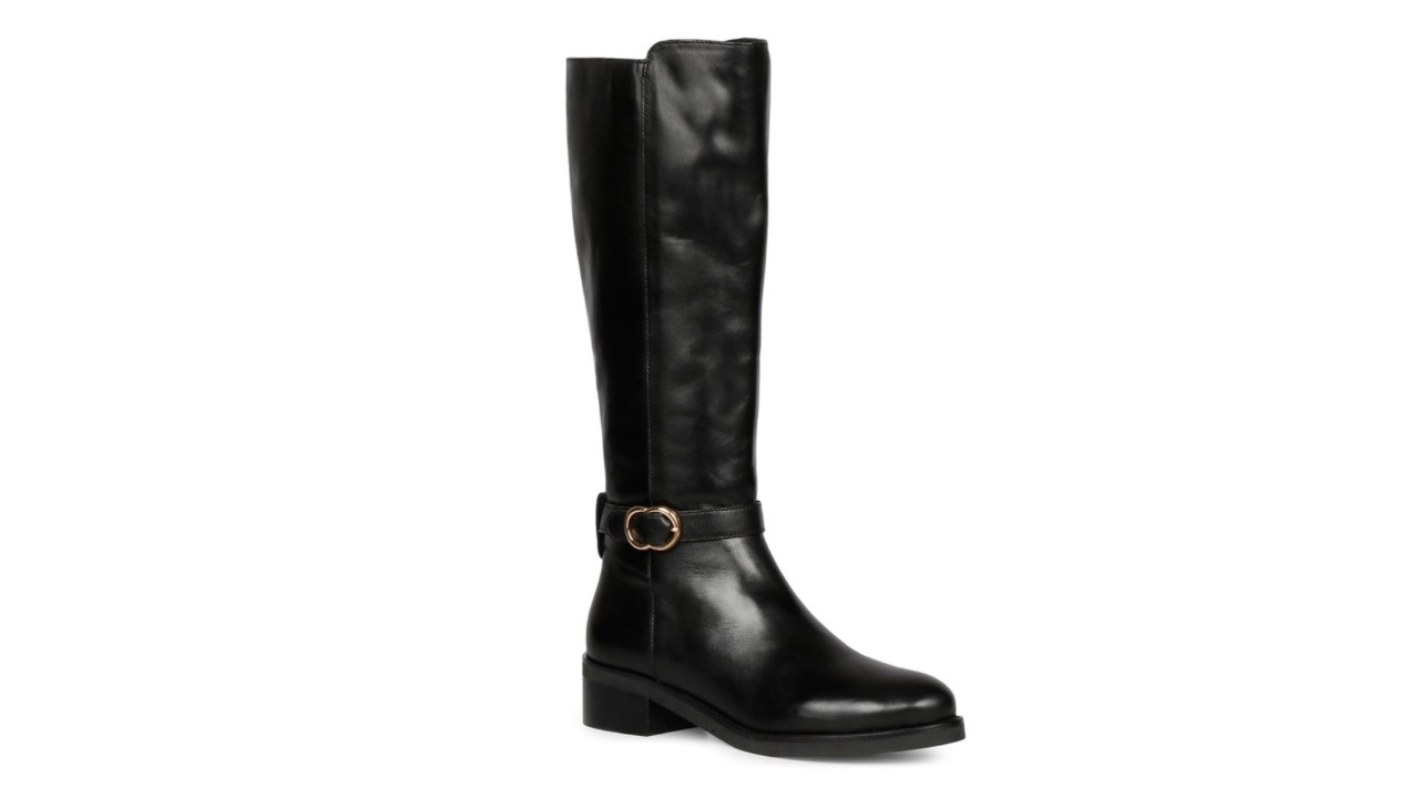 Saint G Women Black Gold Buckle Decorative Leather Long Boots