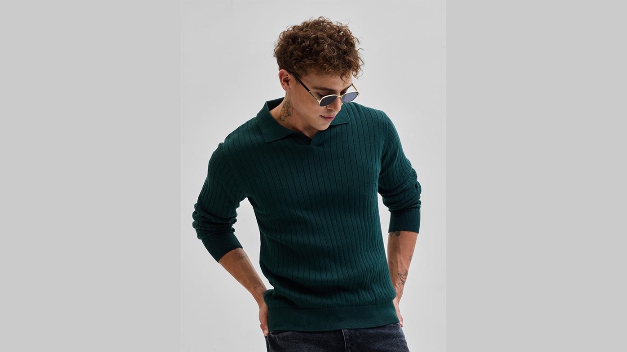 Snitch Men Self Design Polo Collar Cotton T-shirt