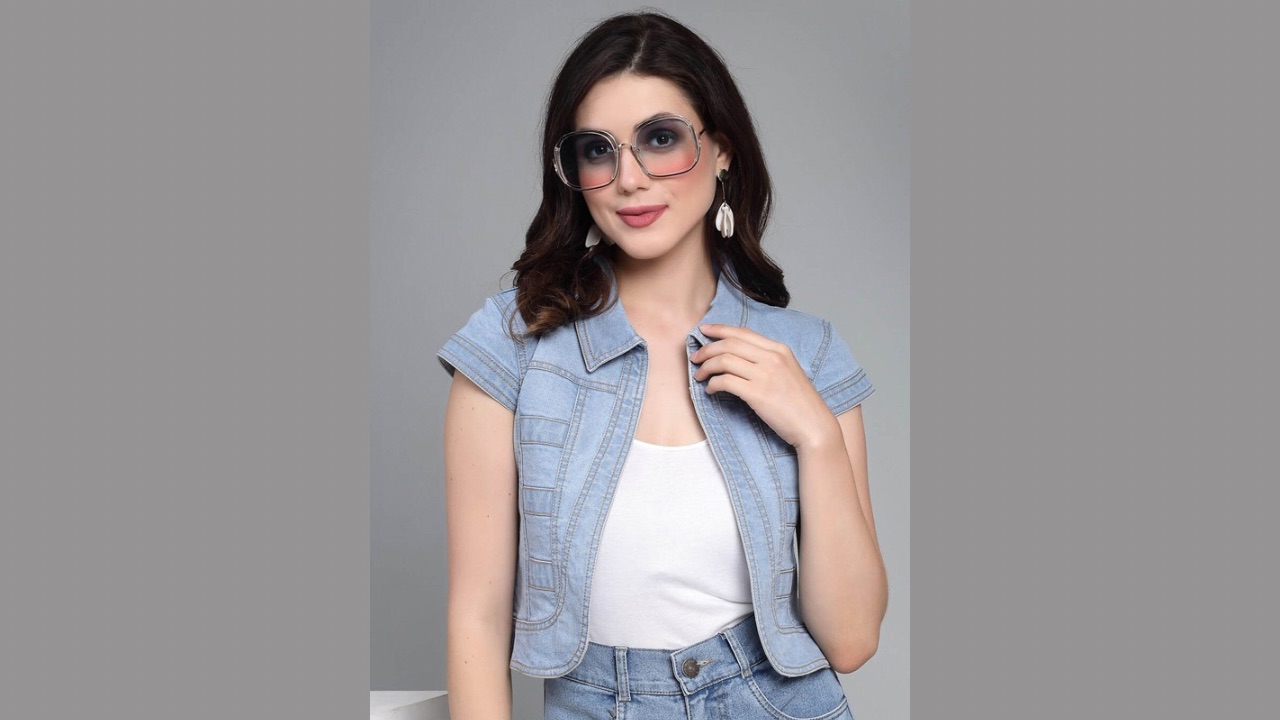 Style Quotient Women Open Front Crop Denim Shrug