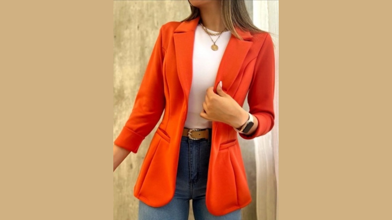 StyleCast Orange Coloured Long Sleeves Open Front Blazer