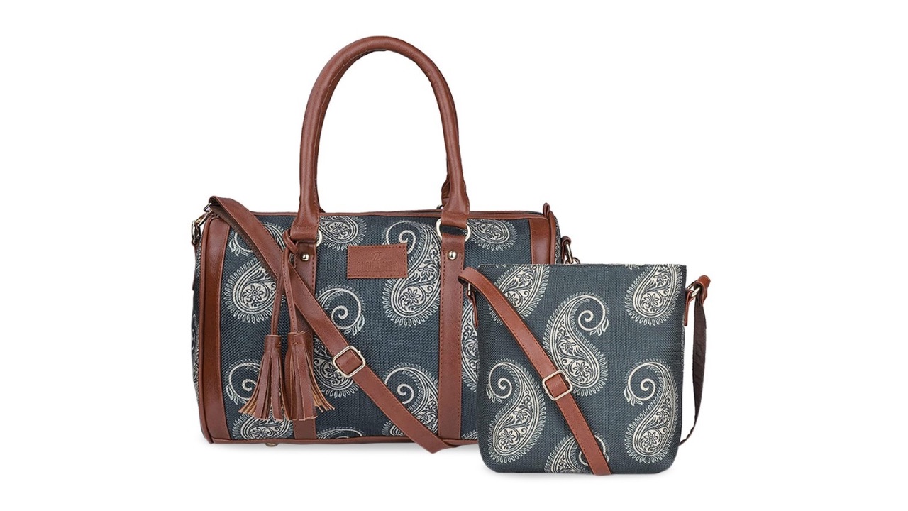 THE CLOWNFISH Lorna and Aahna Set of 2 Paisley Printed Structured Handheld and Sling Bags