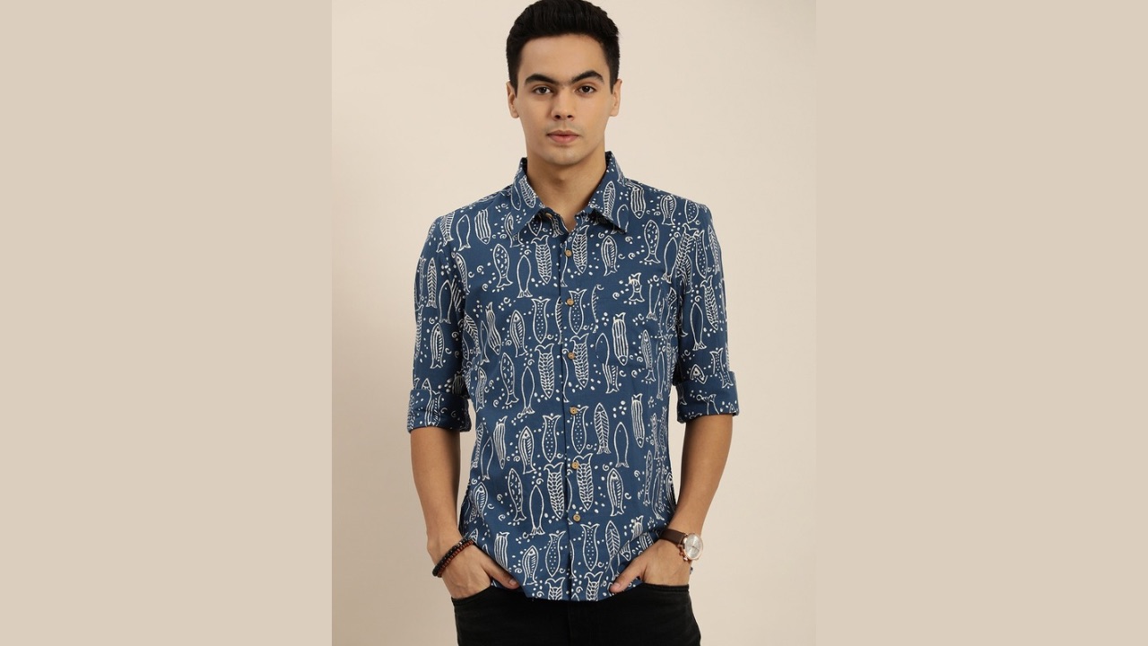 Taavi Men Indigo Pure Cotton Printed Casual shirt