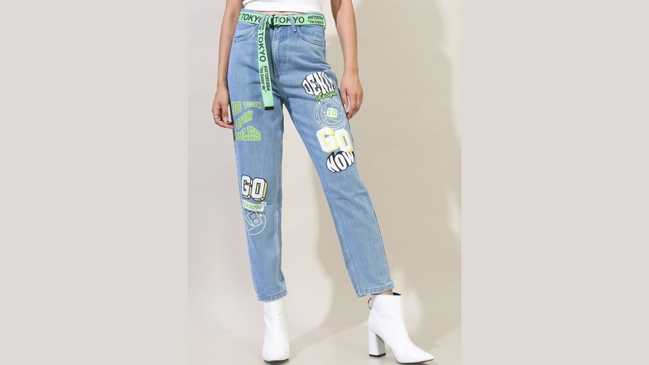 Tokyo Talkies Women Blue Clean Look Printed Jeans