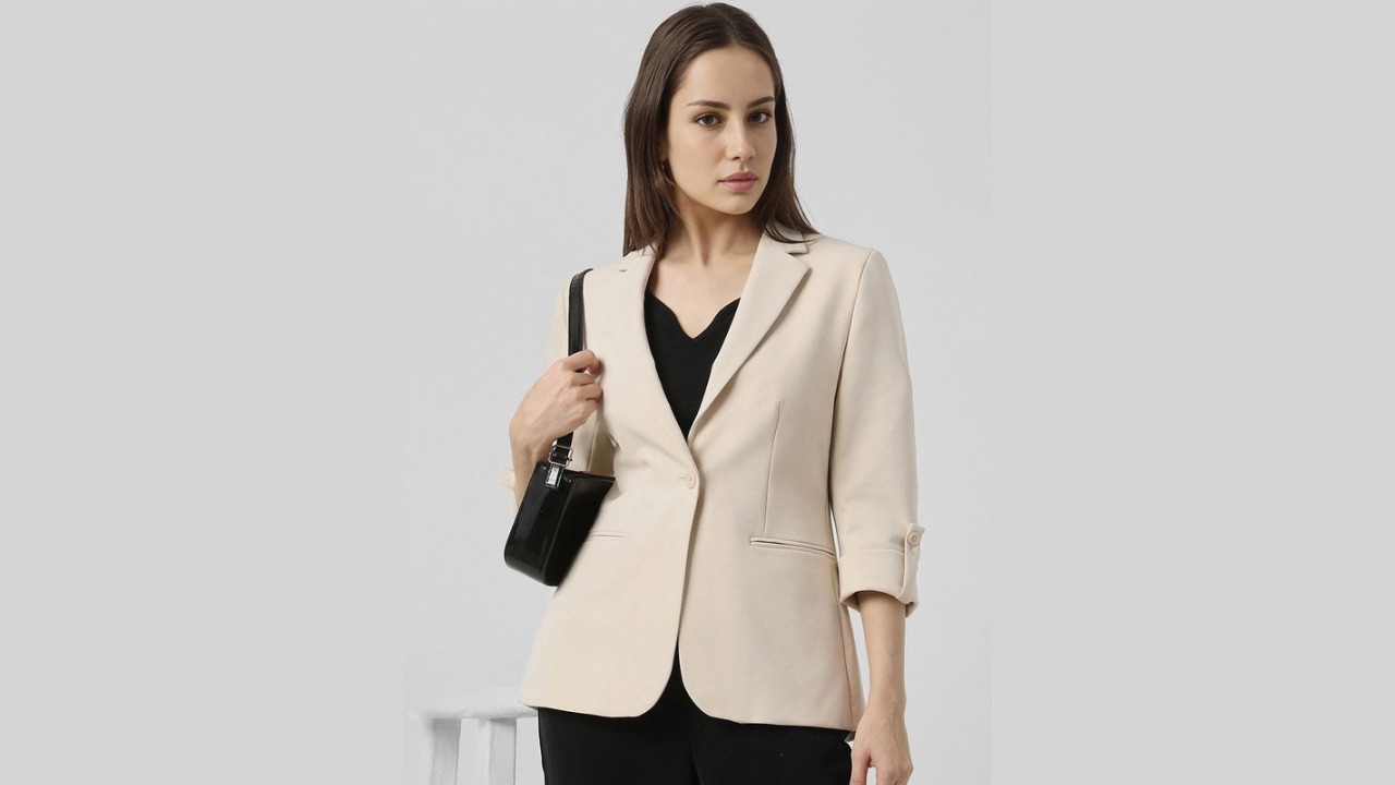 Van Heusen Woman Notched Lapel Collar Single Breasted Formal Blazer