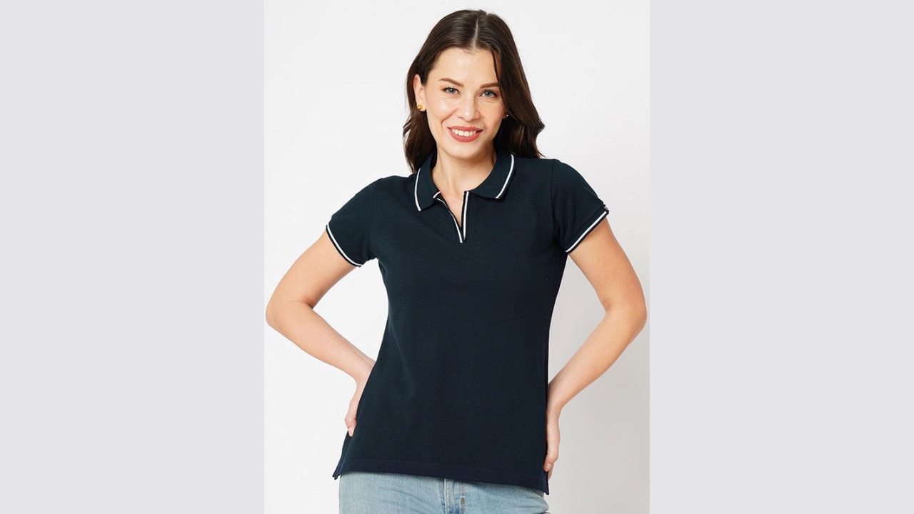 Wear Your Opinion Women Tipped Polo Collar Neck Half Sleeve T-shirt