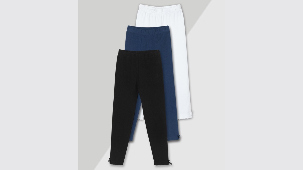 max Max Girls Solid Full-Length Leggings - Pack of 3