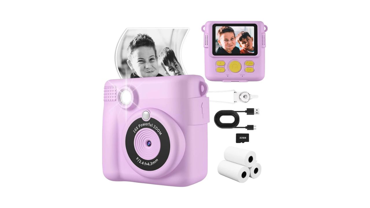 ADOFYS AD0-3453 Instant Print Camera for Kids HD Digital Video