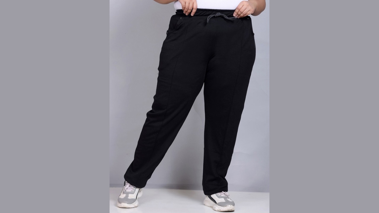 CUPID Women Plus Size Relaxed Fit Cotton Track Pants