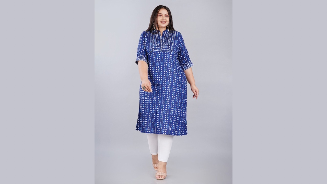 Chaukas Quirky Printed A-Line Plus Size Kurta