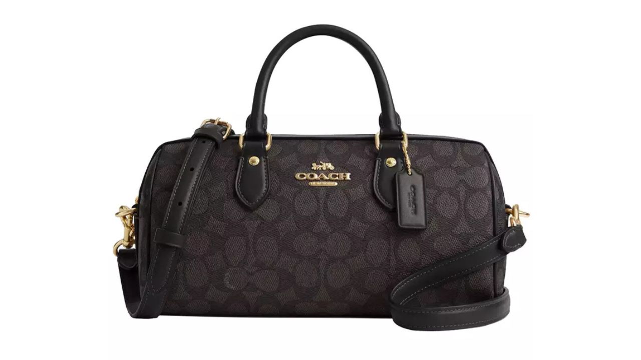 Coach Rowan Long Satchel Bag In Signature Canvas in Maple CV963