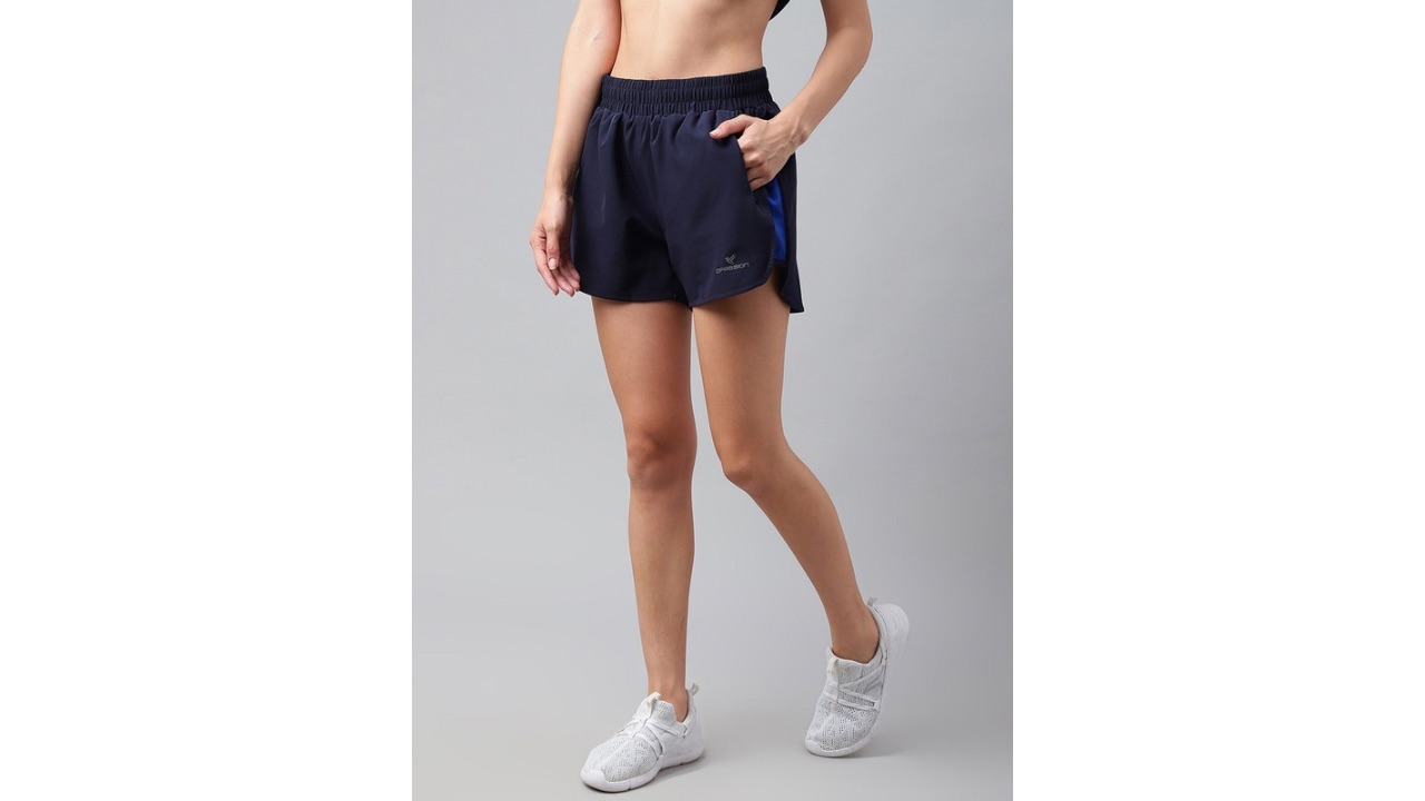 Dpassion Women Striped Rapid-Dry Running Sports Shorts