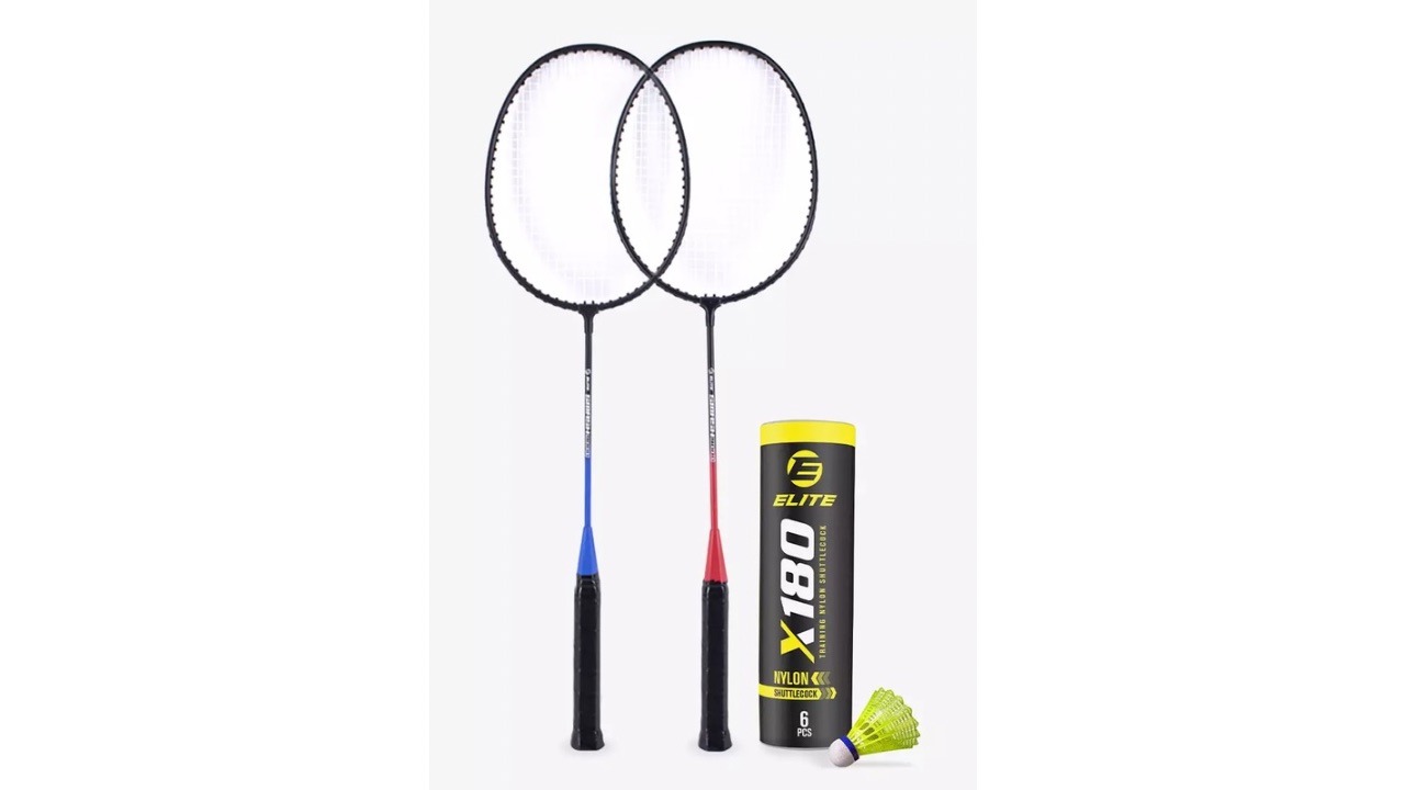 Elite Smash9000 2-Player Badminton Set With X180 Nylon Shuttlecocks 6pcs