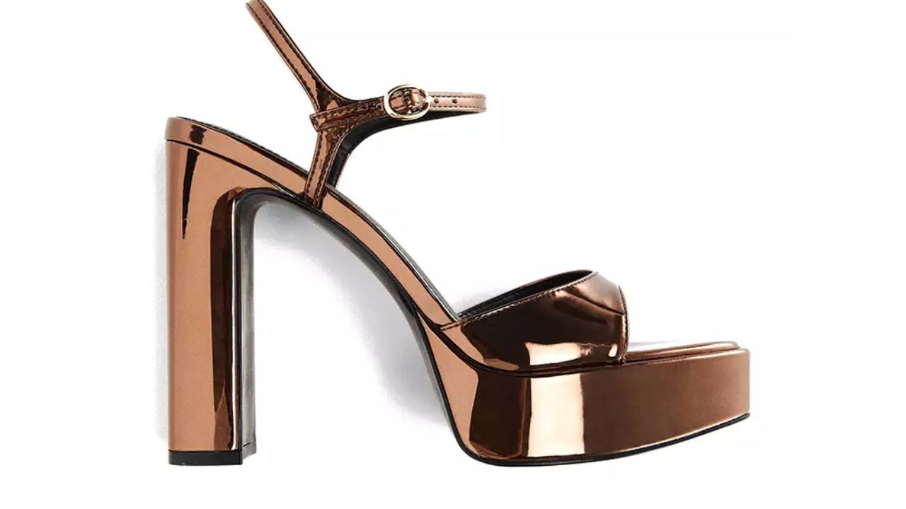 Mango Metallic Platform Heels