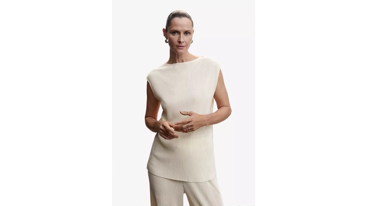 Mango Pleated Satin Top