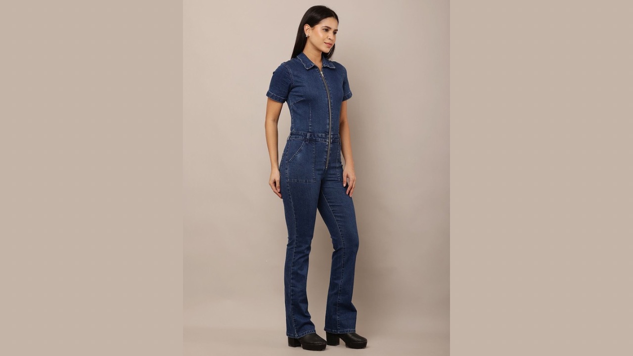 NoBarr Women Shirt Collar Basic Jumpsuit