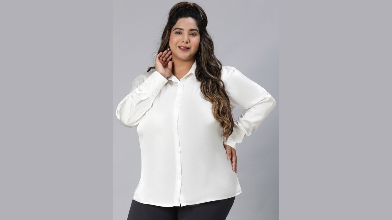 Oxolloxo Plus Size Relaxed Spread Collar Casual Shirt