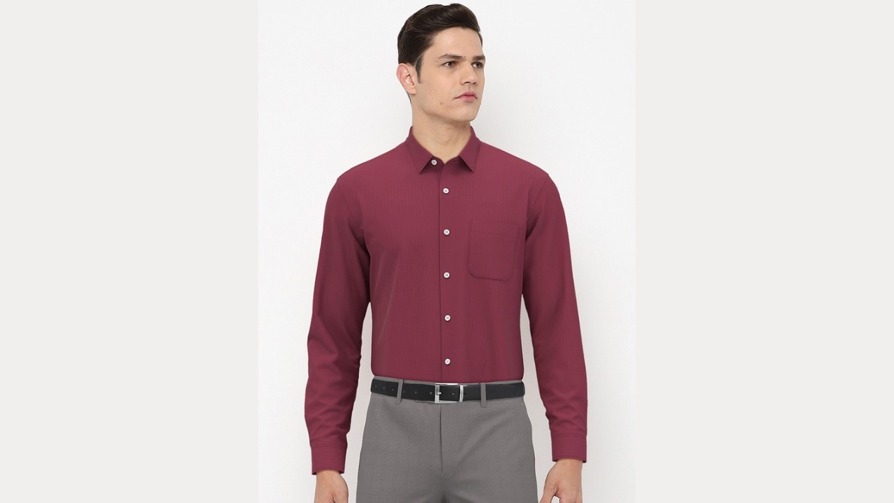 Peter England Men Maroon Formal Shirt