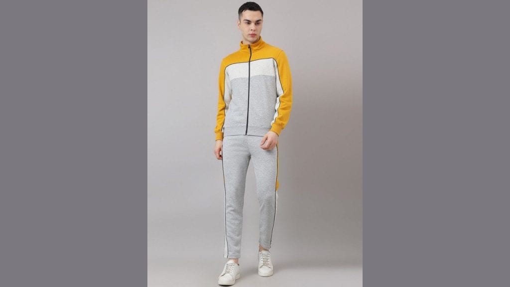 Richlook Men Colourblocked Mock Collar Neck Tracksuit