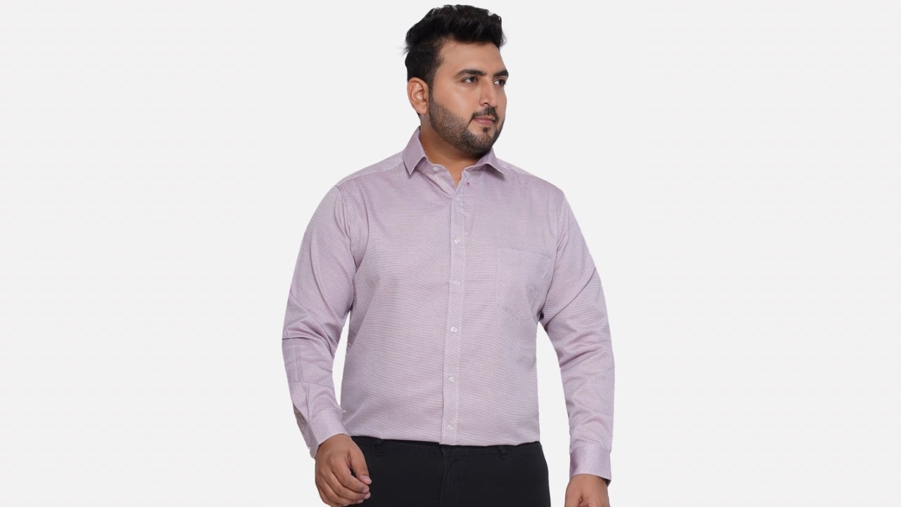 Santonio Men Classic Spread Collar Micro Ditsy Printed Cotton Plus Size Formal Shirt