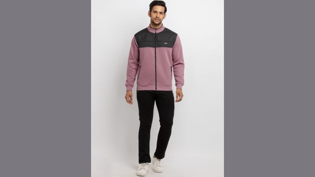 Status Quo Men Purple & Black Colorblocked Cut & Sew Tracksuit
