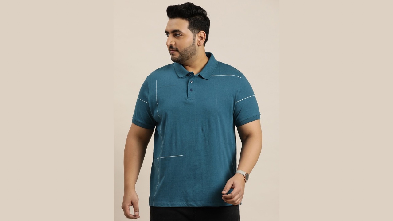 Sztori Men Plus Size Printed Polo Collar T-shirt