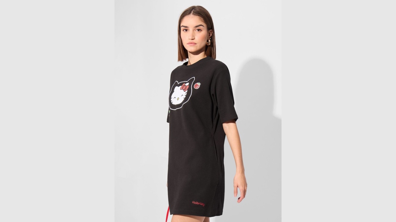 The Souled Store Hello Kitty Meow Printed Pure Cotton T-shirt Dress