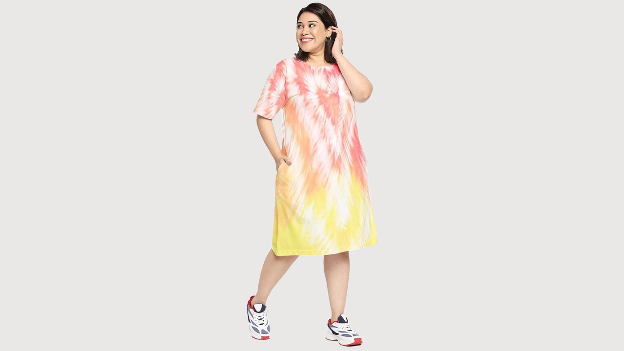 Wear Your Opinion Plus Size Tie and Dye Cotton T-shirt Dress