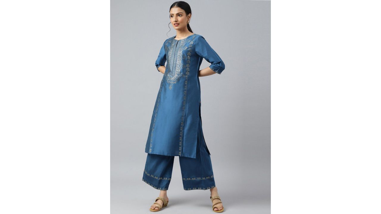 W Women Persian Blue Straight Parallel Pants