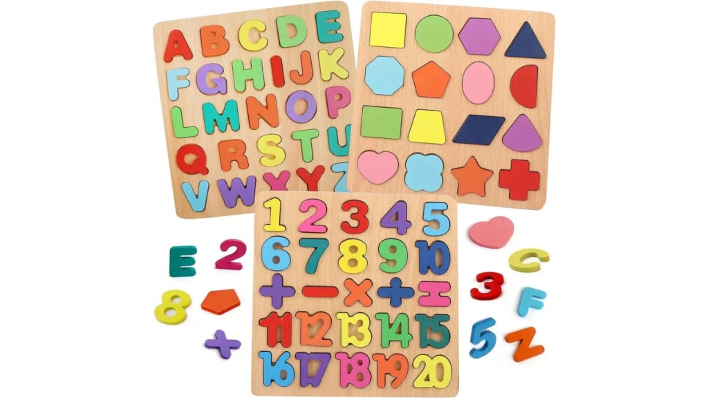 ZARQITO Wooden ABCD & Number Learning Board for Toddlers