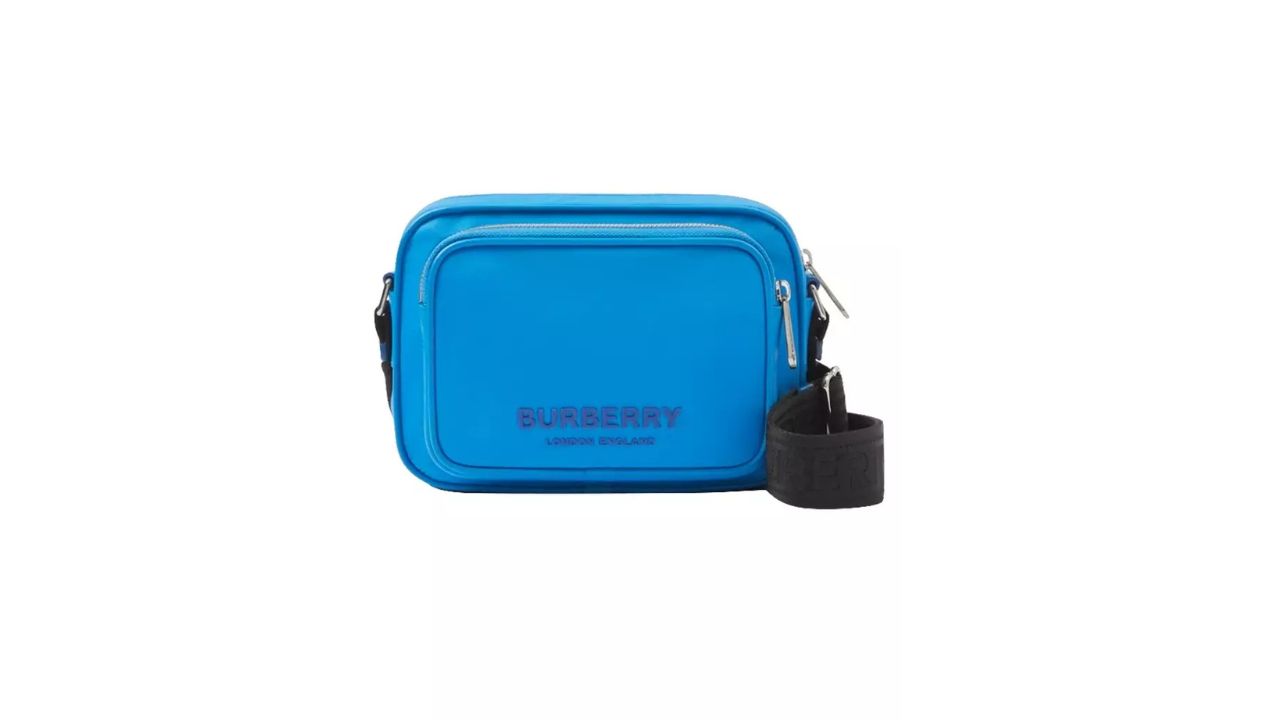 Burberry ECONYL Nylon Logo Print Paddy Crossbody Bag in Bright Cerulean Blue
