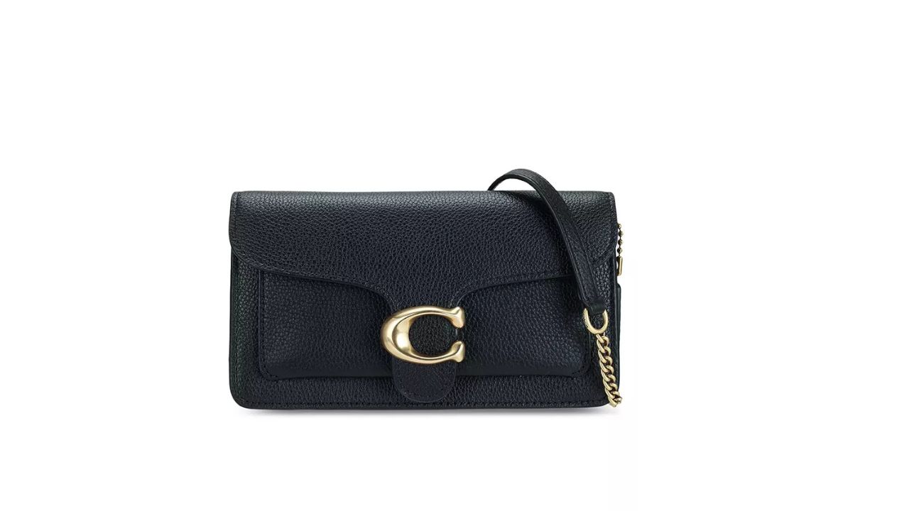 Coach Polished Pebbled Tabby Chain Clutch