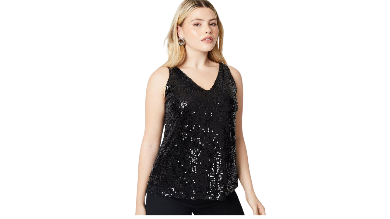 Dorothy Perkins Sequined V-Neck Sleeveless Top