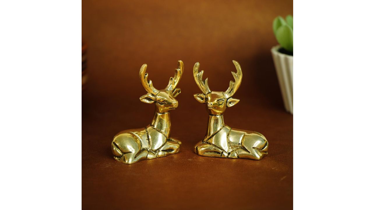 Ekhasa 100% Pure Brass Deer Showpiece