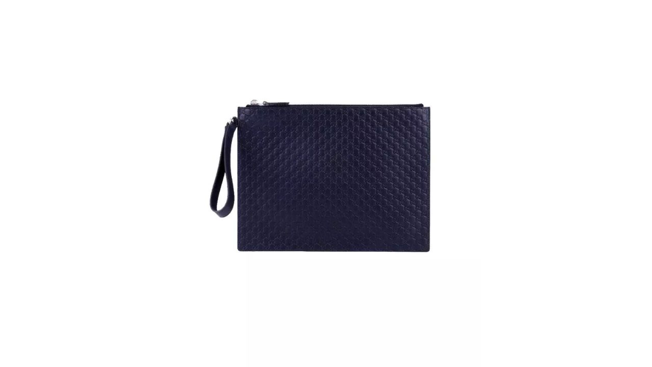 Gucci Unisex Micro GG Leather Clutch Navy 544477
