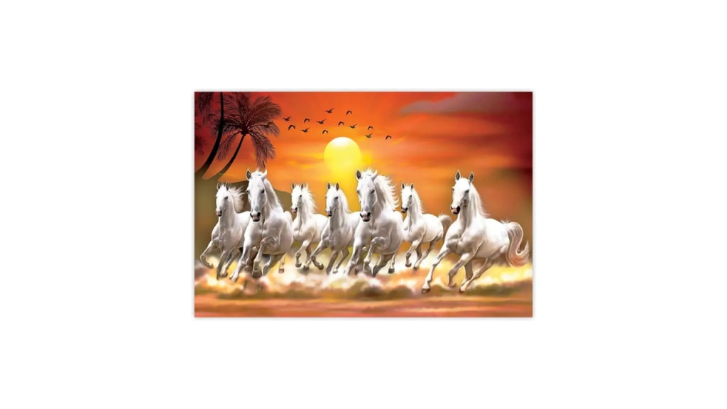 Seven Running Horses Digital Reprint by Indianara