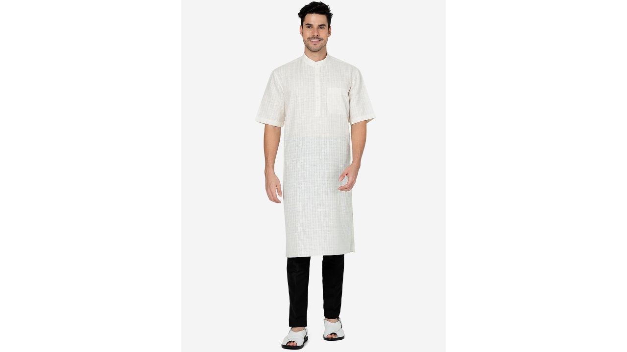 Modi Kurta Checked Mandarin Collar Beauty