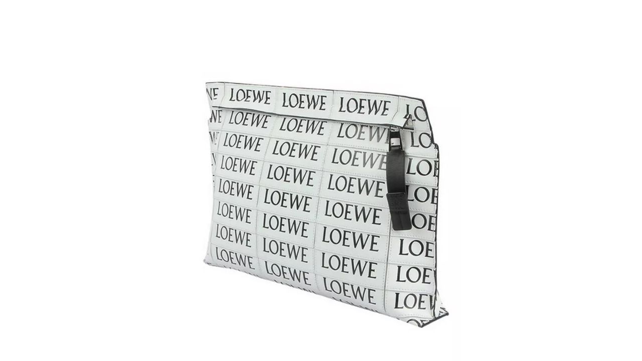 LOEWE Multi Logo Clutch Bag in White/Black for UNISEX