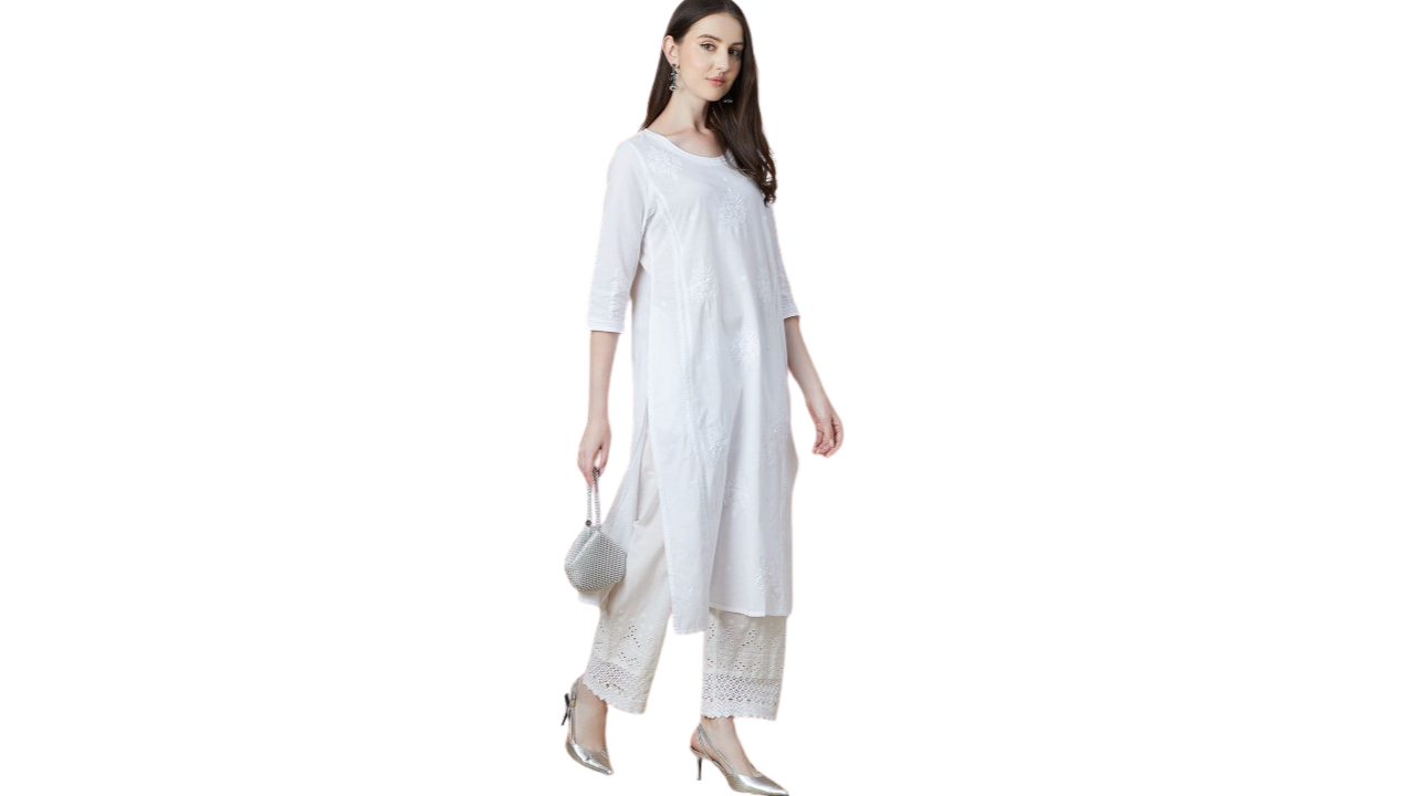 Melange Gotta Patti Embroidered White Kurta