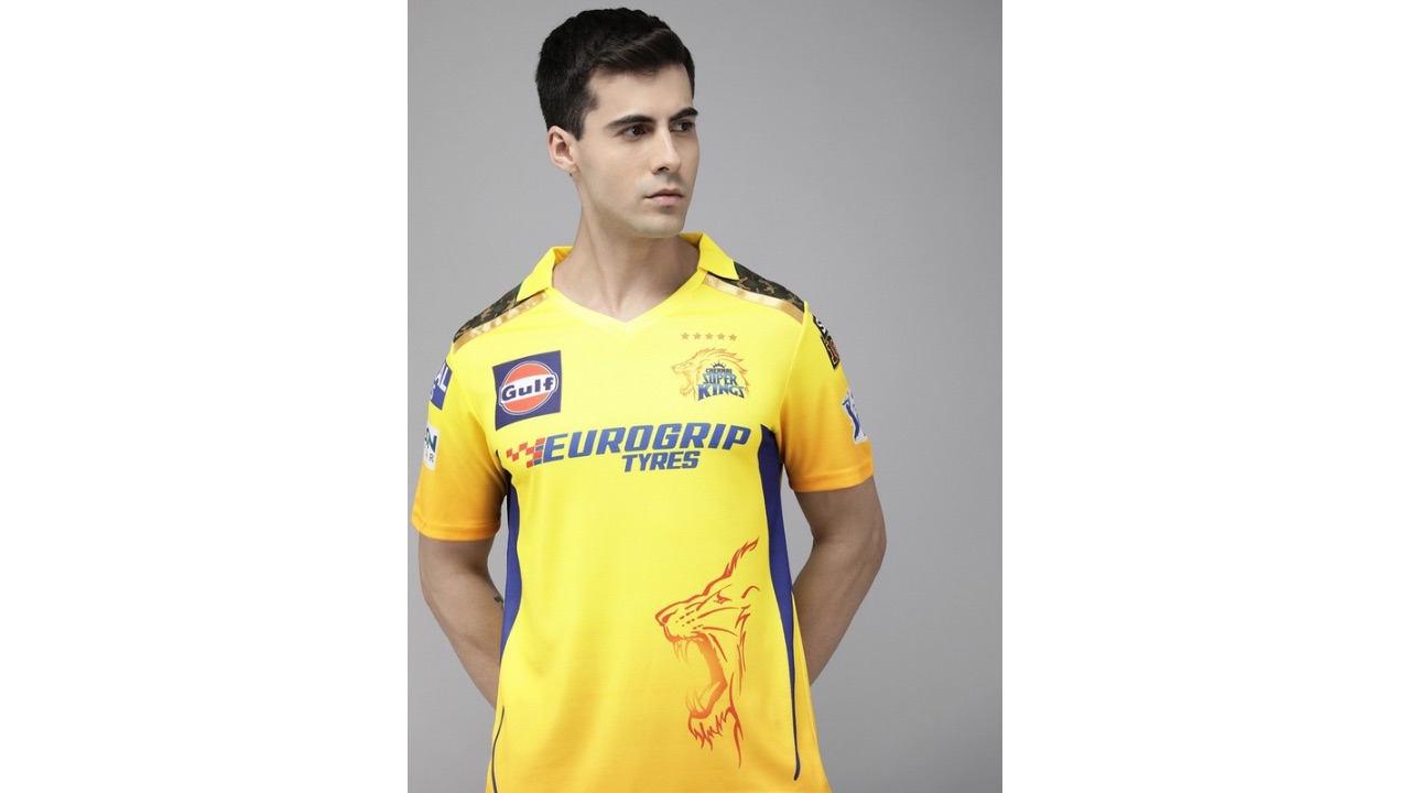 playR Men Sports Printed Polo Collar Dri-FIT CSK Fan 7 Dhoni T-shirt